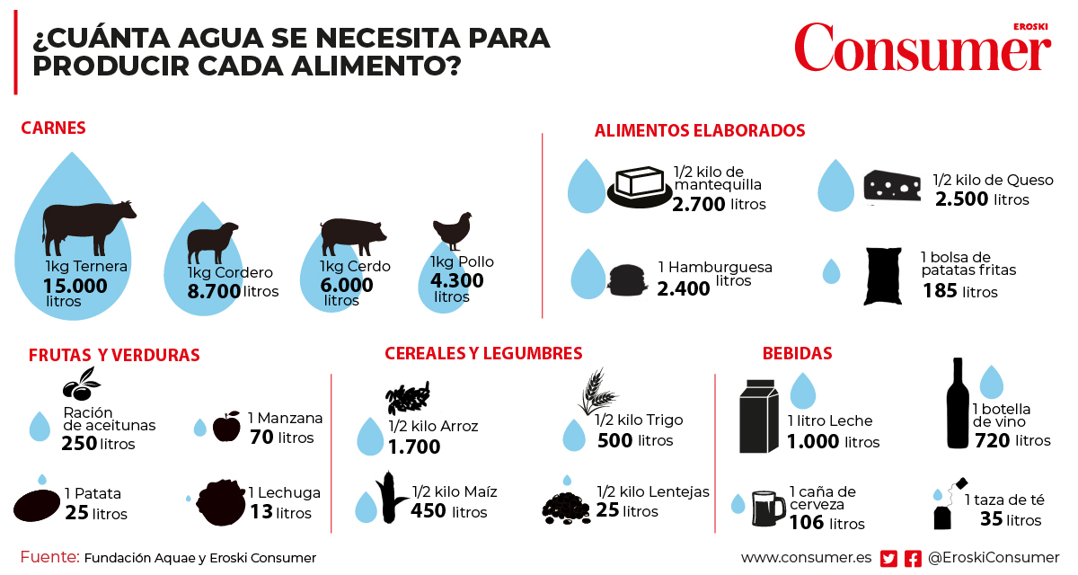 cuanta agua se necesita para producir un kilo de carne