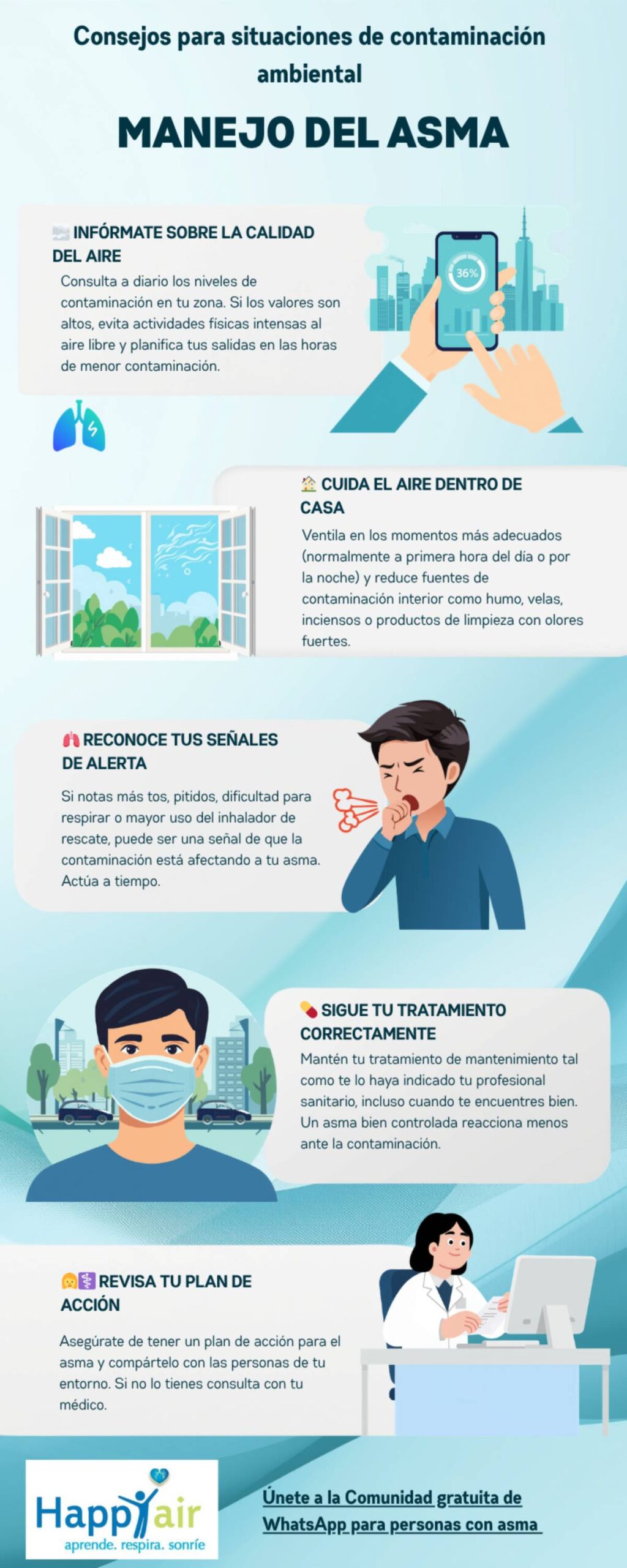 consejos manejo asma polución