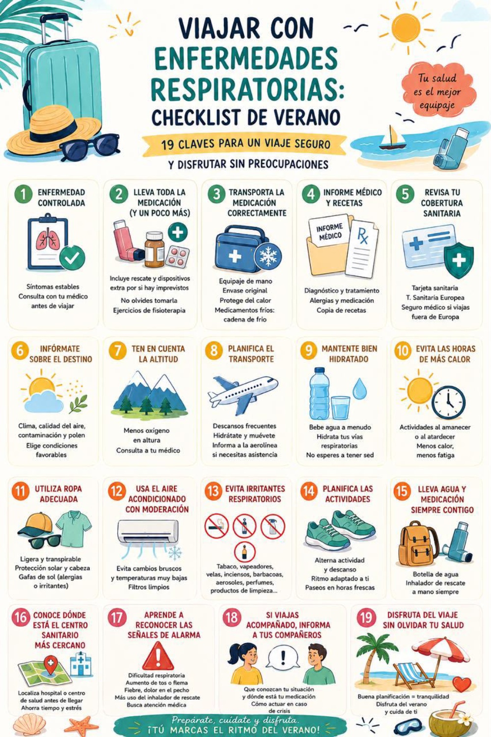 infografía preparar viaje con enfermedad respiratoria