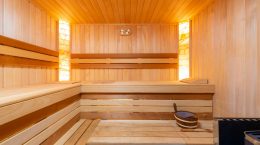 Vista de una sauna por dentro