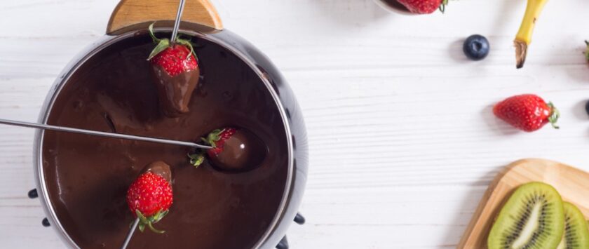 fondue de frutas y chocolate